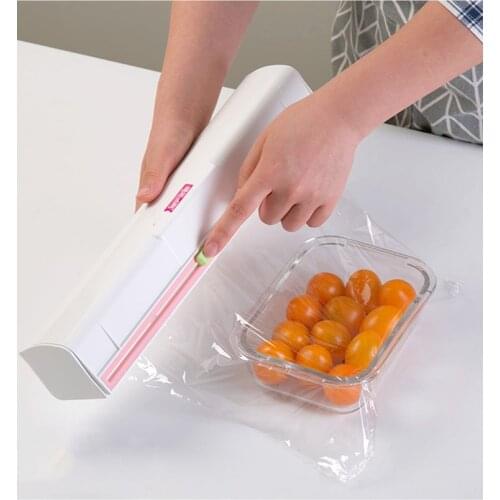 Magic ABS Good Useful Fruit Food Fresh Keeping Plastic Cling Wrap Dispenser Preservative Film Cutter Kitchen Tool Accessories