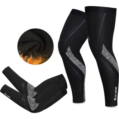 MTB Bicycle Winter Thermal Leg Warmers Compression Arm Sleeves Sport Leggings Cycling Running Basketball Fitness Arm Leg Warmers