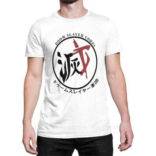 Men T Shirts Doom Slayer Shooting Games Funny Tee Shirt Corp Short Sleeve T-Shirt Pure Cotton Adult Clothing