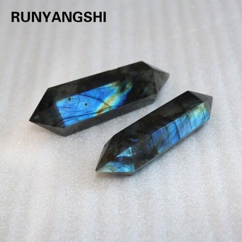 Natural Stone Crystal Column Quartz Hexagonal Column Feldspar Elongated stone double pointed wand decoration accessories