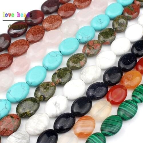 Natural Stone Tiger Eye Agates Opal Green Aventurine Oval Loose Beads 10x14mm For Jewelry Making DIY Bracelet Accessories