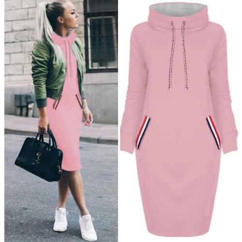 HGTE 2017 Autumn Winter Dress High Quality Solid Dresses package hip Sheath Bodycon Dress Robes Vestidos