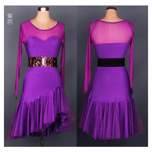 Custom purple Rumba cha cha salsa Latin dance dress competition wear S-XXL l016