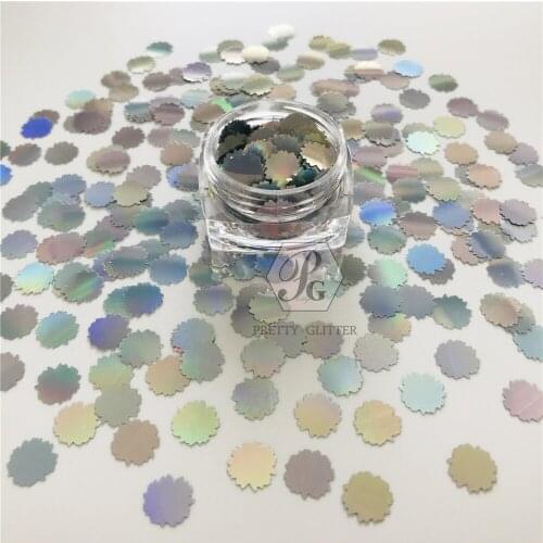 PrettyG 1 Box Sunflower Flower Shape Holographic Glitter for Resin DIY Making Body Art Craft Makeup Decoration Accessories