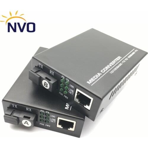 25KM 10/100M Megabit Transceiver EU Power Single Core SC Fiber Optic Media Converter A 1310nm-TX B 1550nm-TX Swithc Equipment