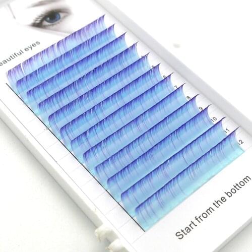 HBZGTLAD NEW C/D curl 0.07/0.1mm 8-15mm false lashes blue+purple eyelash individual colored lashes Faux eyelash extensions tool