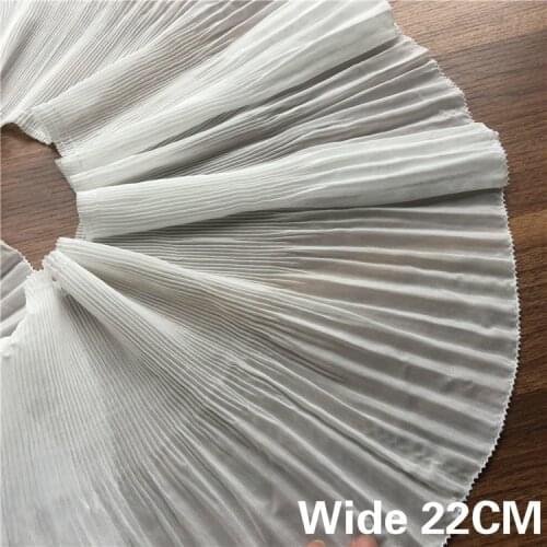 22CM Wide Luxury Pleated Chiffon Lace Elastic Ruffle Trim Collar Dress Ribbon Curtains Dresses DIY Crafts Sewing Fringe Supplies