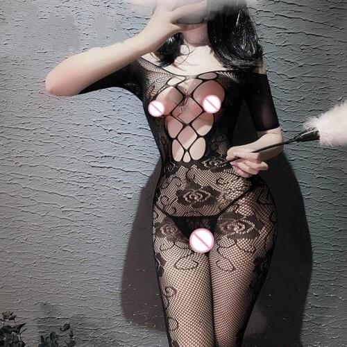 Shengrenmei Black Sleepwear Crotchless Bodysuit Sexy Lingerie Plus Size Women Retro Latex Catsuit Body Stockings Sexy Clothing