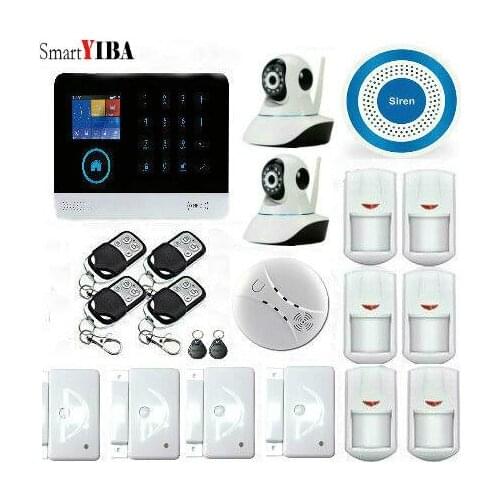 SmartYIBA Free Shipping 433MHZ Wireless WIFI Home Security Alarm System IOS/Android APP Remote Control Touch Keyboard SIM alarm