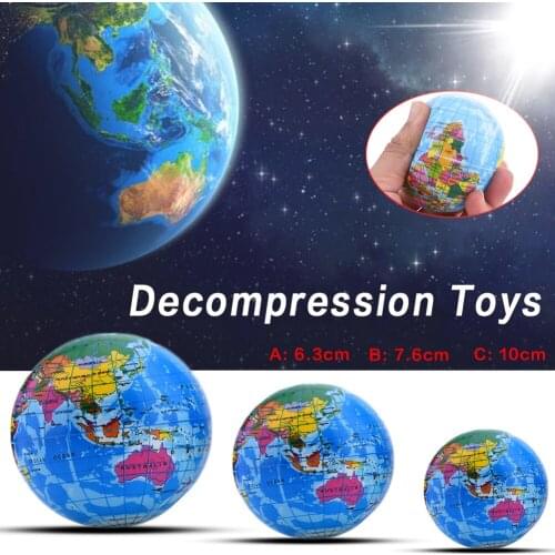 CM PU Funny Foam Bouncy Ball Tellurion Adult Decompression Toys Worldmap Sponge Ball Gaudily