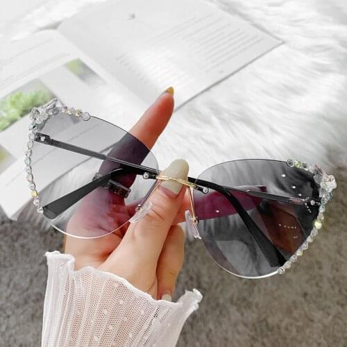 Cat Eye Sunglasses for Women Luxury Rhinestone Vintage Sun Glasses Bling Diamond Fashion Eyeglasses Pink Shades Gafas De Sol