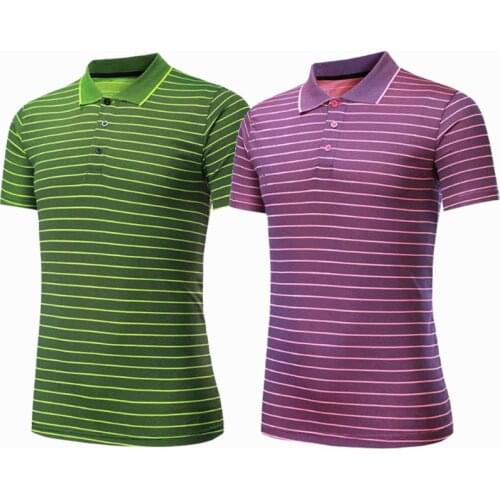 Sportswear Quick Dry breathable badminton shirt,Women/Men table tennis game running training Sport golf POLO stripe T Shirts