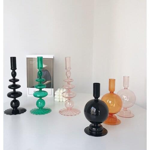 Glass Candle Holders Clear Candlestick Holders Centerpiece Fit Pillar Candle Decorative Candle Stand for Table Wedding Party