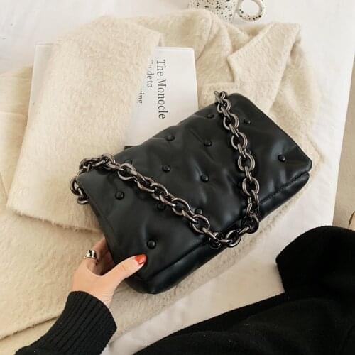 New Solid Color Fashion Women Purses Retro Quilted Underarm Bag Women Leather Chain Shoulder Bag 2021 Retro Quilted Underarm Bag