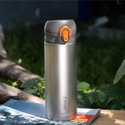Tiartisan 400ml Titanium Double Wall Vacuume Water Bottle Outdoor Travel Mug Flask Water Vacuum Insulated Thermal Cups Ta8396