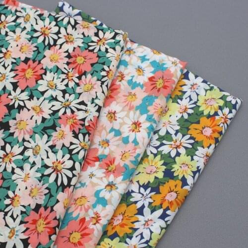 Thin Soft 100% Cotton Dress Fabric Printed Daisy Sew Clothing Material Handmade DIY Needlework,2021 New Arrival