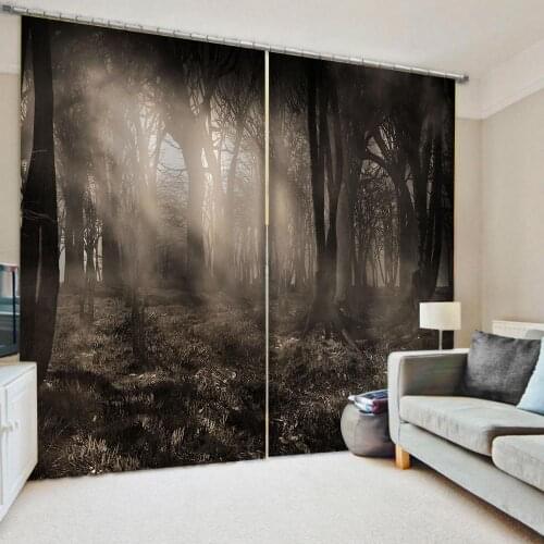 High quality custom 3d curtain grey forest curtains Bedroom living room windproof thickening Blackout curtain