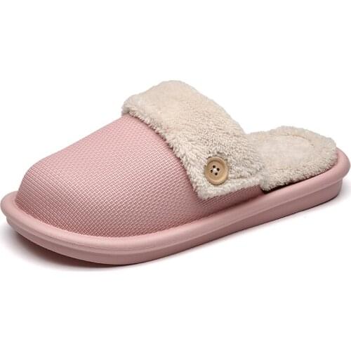 Winter Warm Fur Women Slippers Home Indoor Plush House Shoes Bedroom Shoes EVA Female Plush Slipper Big Sizes 45