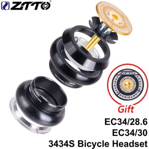 ZTTO MTB Road Bike steering column Threadless Headset 34mm EC34 CNC 1-1/8 28.6 Straight Tube Fork 34 Threadless Headset 3434S