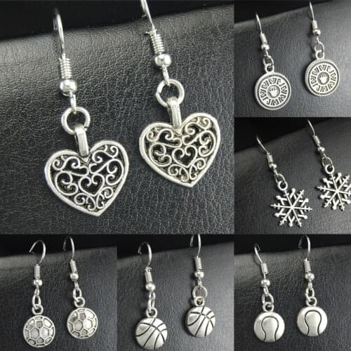 1pair Heart Charms Bird On The Branch Dangle Drop Earrings For Women Handmade Diy Cheer Jewelry