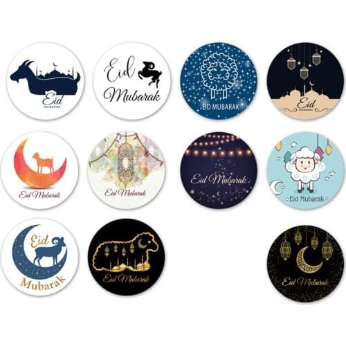 12pcs/60pcs Mubarak Stickers Gold Ramadan Eid Decoration Islamic Muslim Party Decoration Letter Stickers For Diary Scrapbooking