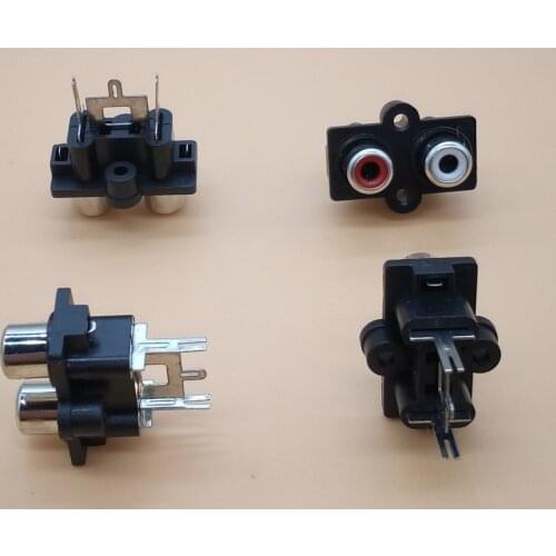 2pcs 2Pole RCA Female Audio Video Plug jack red white input Straight Pin AV Socket Connector