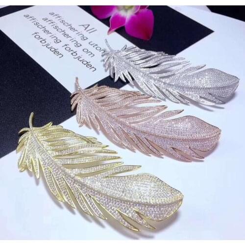 65mm Womens High Quality coat feather brooch,Fashion Style For Woman Christmas Gift 1 Pair