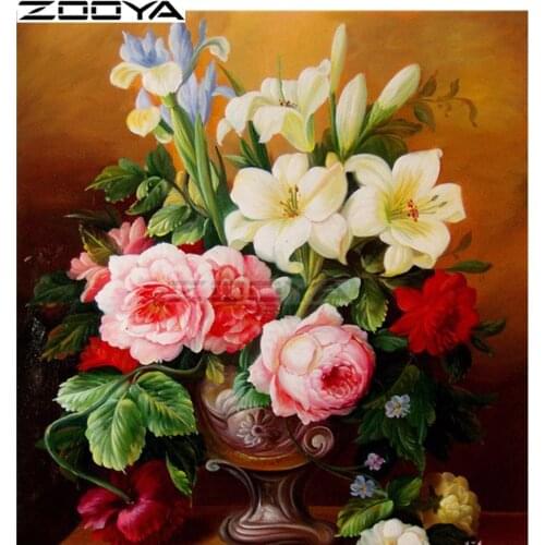 ZOOYA Diamond Mosaic 5D DIY Diamond Embroidery Pictures By Numbers Home Decor Wall Stickers Potted Plants Flowers Gift R2353