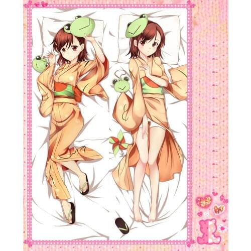 Anime Cartoon Toaru Kagaku no Railgun Double Bolster Hugging Pillow Case Pillow Cover Pillowcase Peach Skin 2 Way No.62005