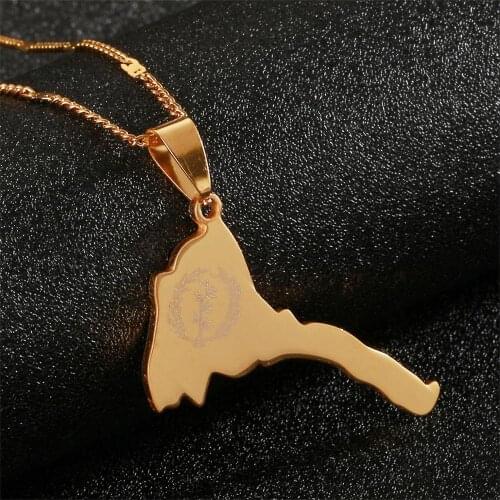 Eritrea Map Flag Pendant Necklaces for Women Map of Eritrean Jewelry