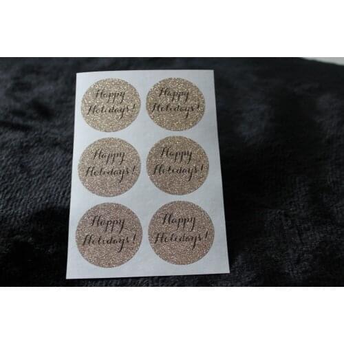 3.8cm Happy holidays Rose gold glitter classic round sticker