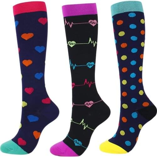 40 Style Compression Socks Men Women Running Fit For Sports Geometric Patterns For Anti Fatigue Pain Relief Knee High Socks