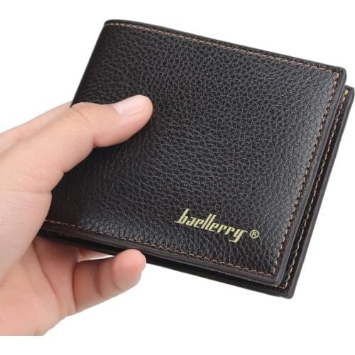 Luxury Mens Wallet Leather Solid Slim Wallets Men Pu Leather Bifold Short Credit Card Holders Coin Purses Business Purse Male