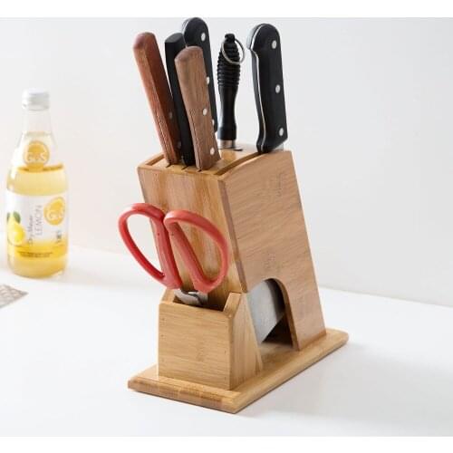 Creative Multifunctional Bamboo Rack Storage Rack Tool Wood Kitchen Tools Stand Block Organizer Tool Chef Knife Bag Holder