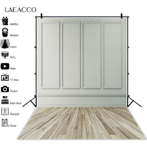 Laeacco Gray Living Room Chic Wall Wooden Floor Window Interior Scene Photocall Background Photography Backdrop For Photo Studio