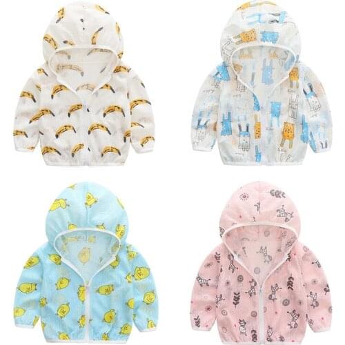 Summer kids clothing sun-protective coat Korean sunscreen clothing boys girls hooded sun-proof clothing kids coat baby clothes
