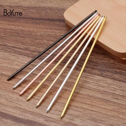 BoYuTe (10 Pieces/Lot) 7 Colors 3*130MM Metal Brass Hair Stick with One Loop Diy Hand Made Hair Jewelry Accessories