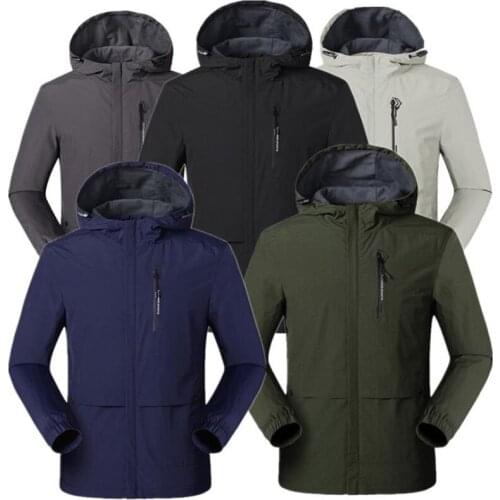 Spring and Autumn mens jacket casual coats Overcoat hooded windpro waterproof outdoor fishing Hiking jacket coat male