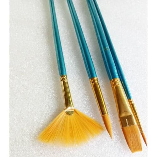 Blue Bar Nylon Hair Paint Brush Set Flabellum Pointed Tip Artist Gouache Watercolor Acrylic Oil Painting Supplies 4pcs/lot