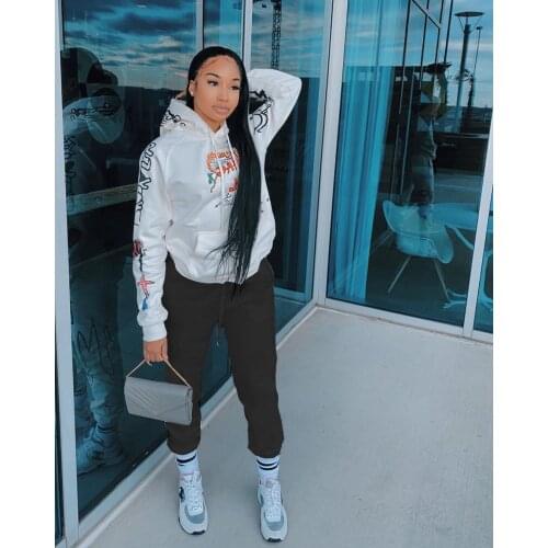 Ueteey New Hoodies Sporty Highstreet Fashion Collar Print Women Hoodies