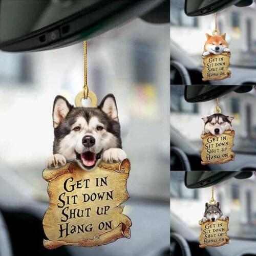 New Cute Dog Car Hanging Ornaments Creative 3D Puppy Dog Acrylic Hang Pendants Decorations for Auto Car Home Decor Pendant
