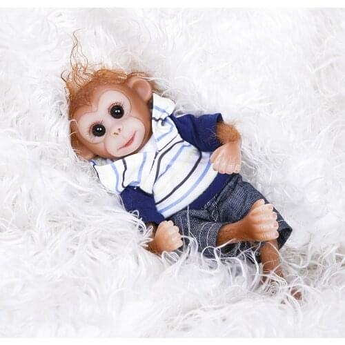 Bebe Reborn Silicone 26cm Real Life Monkey Baby Doll Soft Silicone Reborn Baby Doll Toddler Toys for Chidren Juguete Brinquedos