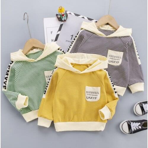 Baby clothes spring autumn fashion striped hooded sweater baby boy sweater casual cotton sportswear sweater childrens clothing