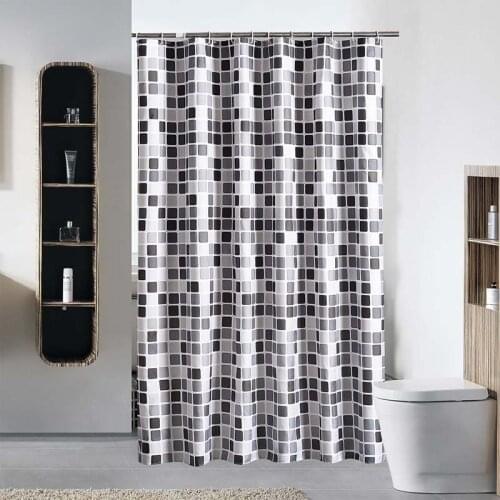 Waterproof Shower Curtain with Plastic Hooks Plaid Bathroom Curtains Polyester Bath Curtain for Home Hotel Decor cortina ducha