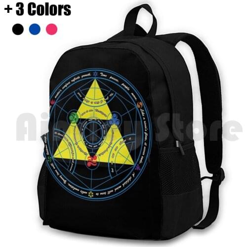 Transmutation Of Time Outdoor Hiking Backpack Waterproof Camping Travel Legend Fullmetal Alchemist Full Metal Alchemy Triforce