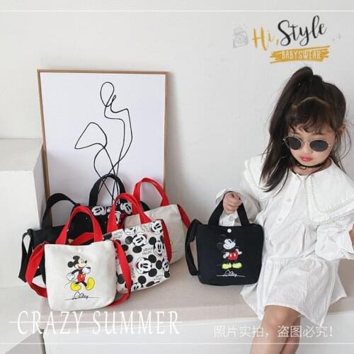 Disney Mickey Mouse Lady Canvas Crossbody Shoulder Bag Cartoon Fashion Disney Minnie Handbag Large Capacity Shopping + Book Bag