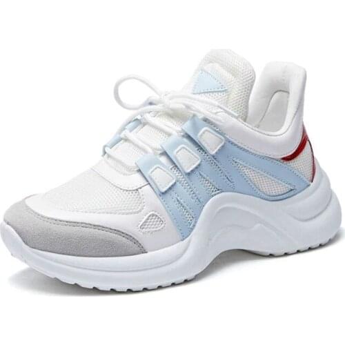 Dropshipping Sneakers Women 2019 Breathable Mesh Casual Shoes Female Fashion Sneaker Lace Up High Leisure Vulcanize Platform