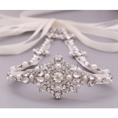 ZMS357 Wedding Belt with Rhinestones Belts Women Sash for Wedding Dress Pearl Belt for Women Bridal Sashes Belts 1cm Ribbon
