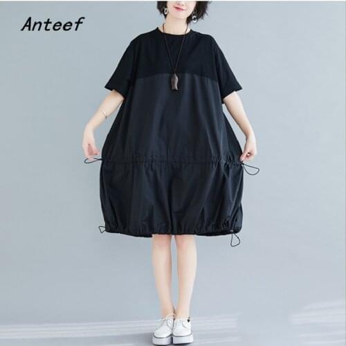 Black cotton plus size vintage dresses for women casual loose midi summer sun dress elegant clothes 2021 ladies sundress