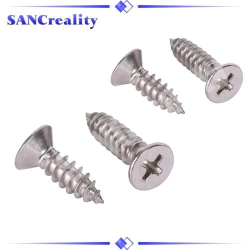 20pcs M4 304 Stainless steel Cross recessed countersunk Flat head tapping screws for 3d printer